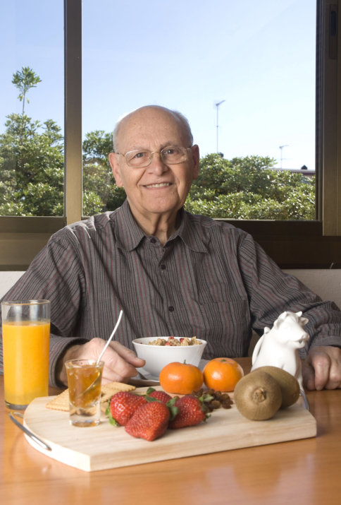 elder man eating healthy food