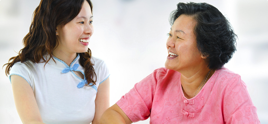 Asian elderly woman and young woman